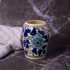 India Meets India Handmade Ceramic Toothbrush Holder/Toothpaste Holder Stand/Bathroom Accessories Set, Best for Gifting, Made by Awarded Indian Artisan (Blue) view 1