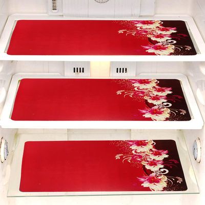 FACTCORE Refrigerator Drawer Mat/Fridge Mat/Multipurpose Mat Set of 6 Pcs (12 X 17 Inches) (Printed Red)