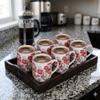 RAJ ROYAL Ceramic Stylish Coffee Mugs Tea Cup | Flower Printed Design Microwave Safe Cup with Handle | Ideal for Gift for Kids Girls Boys Friends Anniversary Birthday (Set of 6, Capacity - 300 ml) view 2