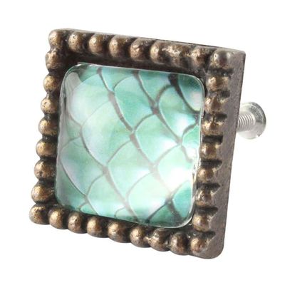 Indian-Shelf Pack of 2 Kids Cupboard Knobs Square Multicolor Iron Kitchen Cabinet Knobs