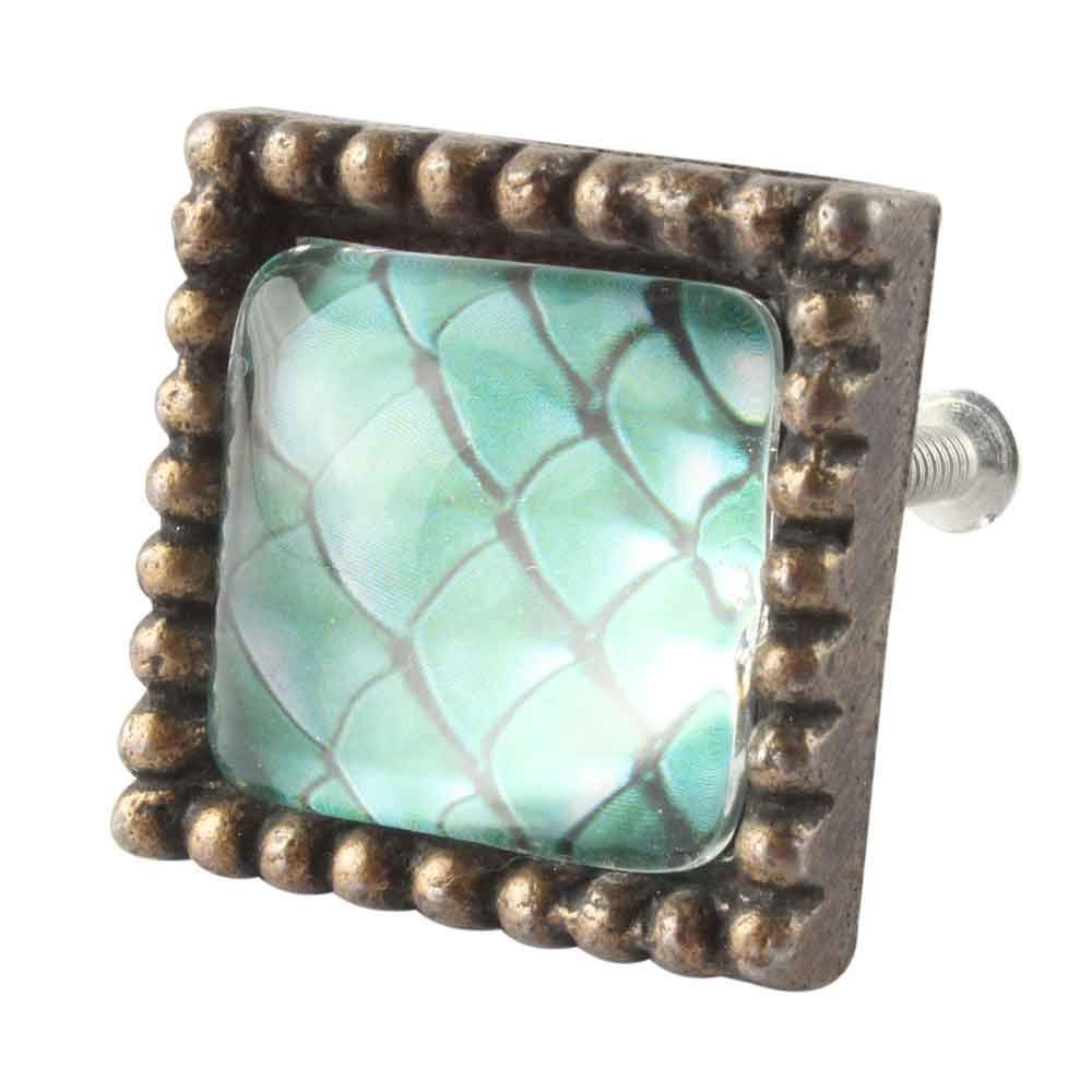 Indian-Shelf Pack of 2 Kids Cupboard Knobs Square Multicolor Iron Kitchen Cabinet Knobs