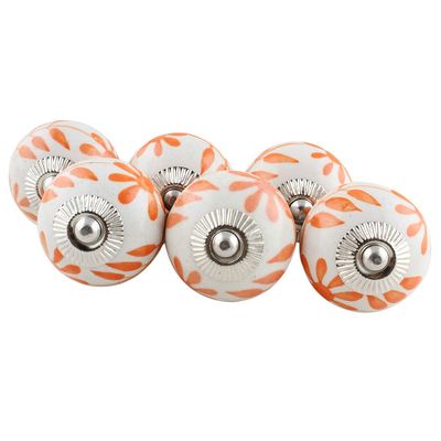 Indian-Shelf Pack of 10 Orange Drawer Pull- Ceramic Door Pull- Round Drawer Knob- Floral Dresser Knob- Door Handles- Unique Knobs for Cabinets and Drawers- Bathroom Drawer Knobs- Knobs for Dresser