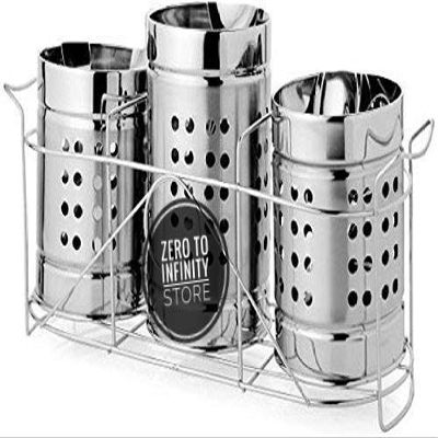 Zero To Infinity Store (Combo Pack of 3) Stainless Steel Spoon Stand/Cutlery Holder New Offer