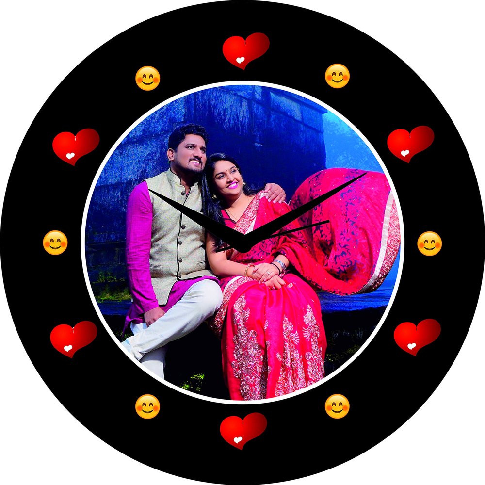 Beauty HUB DECOR Wooden Customized Anniversary, Birthday for Girlfriend, Boyfriend, Husband, Wife, Mom, Dad- (Multicolour, 11x11inch Clock)