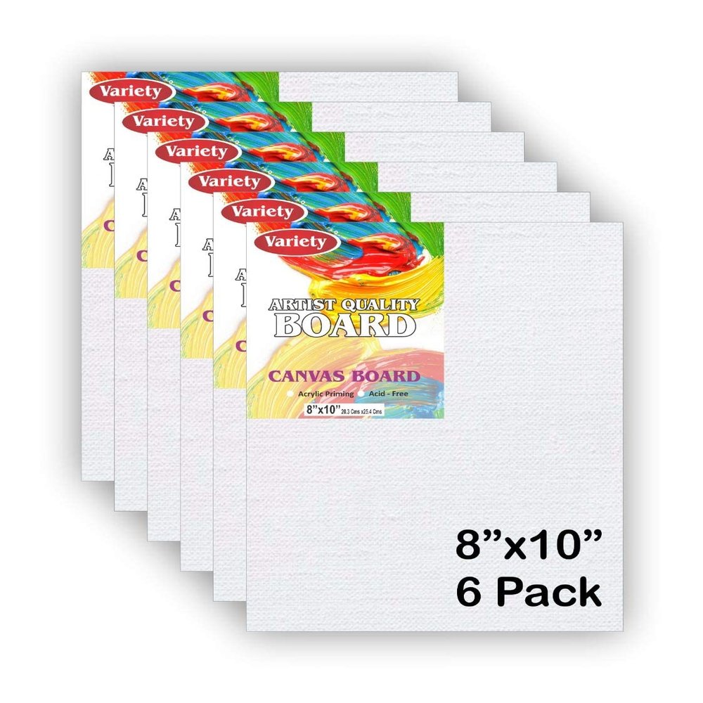 Chrome Cotton Canvas Board for Painting, 8x10 Inches (Pack of 6)