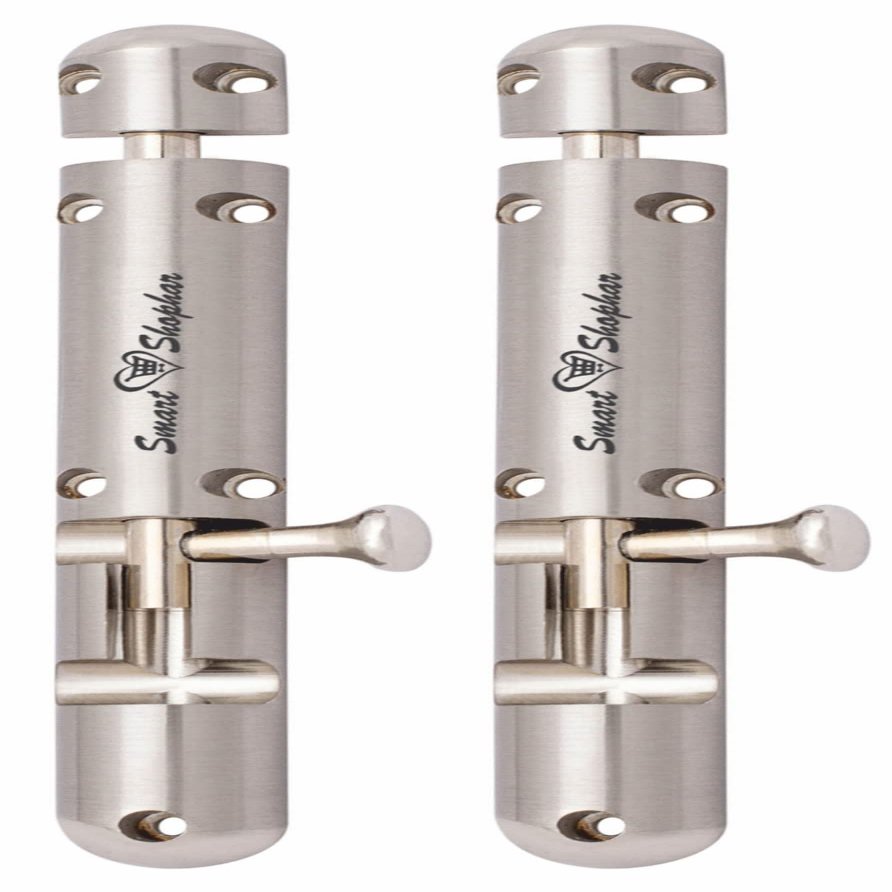 Smart Shophar Brass Capsule Tower Bolt 6 Inches Nickel Silver Pack of 2 / Seamless Installation Process/Smooth Functionality/Suitable for Gates and Shutters