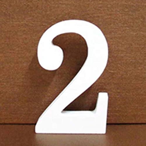 Aprodz White Wooden Numbers Wood Letter Standing Table Number Craft Ornaments DIY Wedding Party Dcor (2)