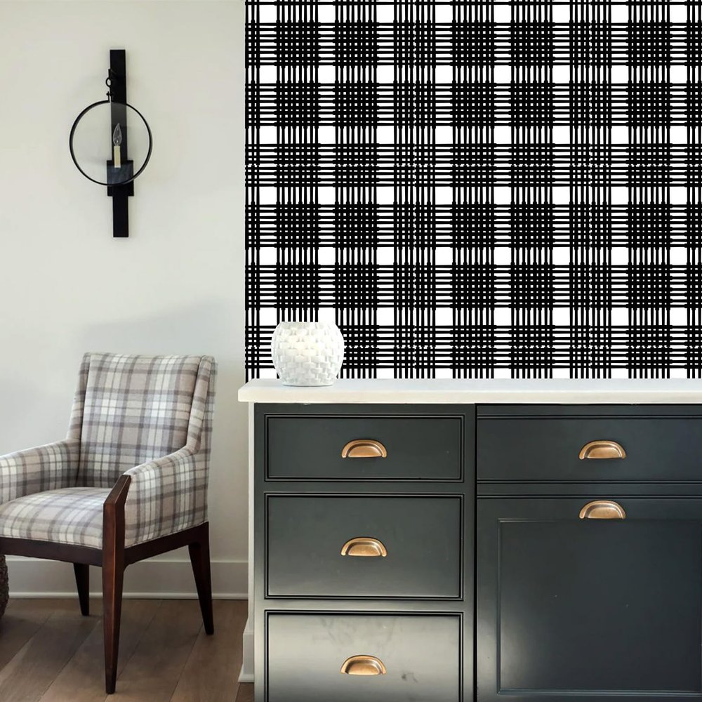Tamatina Wallpapers | Laminated DIY Wallpaper | Self Adhesive | Black | White | Spa |Cafe| Living Room, Kitchen Shelf Liner Wallpaper Interior|.J4