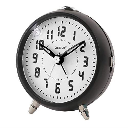 OREVA Plastic Alarm Table Digital Clock with Led and 4 Step Buzzer Sound (Black Body White Led, 9.1 Cm X 5.6 Cm X 9.8 Cm, Aa3527)