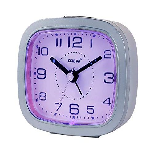 OREVA Aa3507 Plastic Led Alarm Table Analogue Clock with 4 Step Buzzer Sound (Blue, 9.4 Cm X 3.9 Cm X 8.5 Cm)