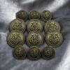 REENA Antique Gunmetal Bronze Round Buttons - 12pc Set (6 Big + 6 Small) Metal Buttons for Coats, Blazers, Sherwanis, Suits & Uniforms view 3