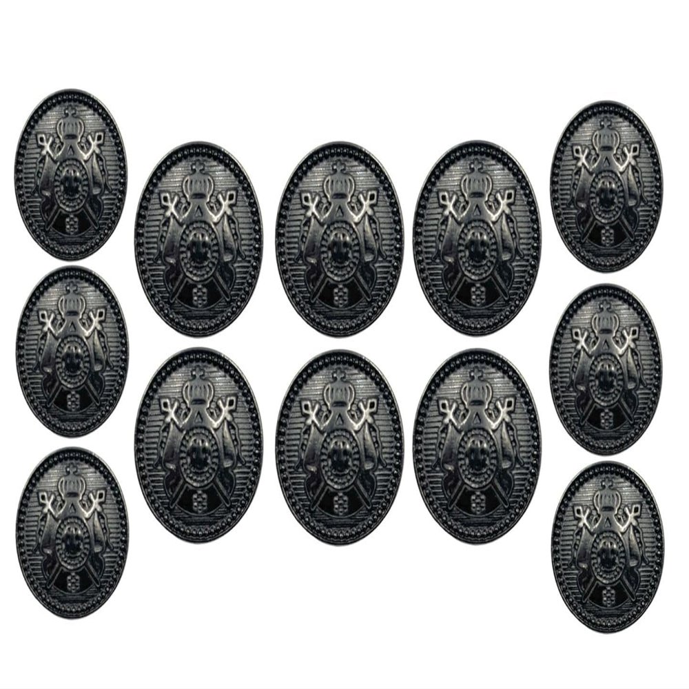REENA Antique Gun Metal Bronze Round Button for Coat, Blazer, Suit, Sherwani, and Indian Dresses - Gun Metal Finish, Big & Small Buttons Combo (6 Big + 6 Small), Ethnic Classy Design