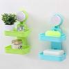 CHEM-AB ENTEREPIRSE Double Layer Soap Box Holder with Suction Cup for Bathroom Kitchen Home (Medium, Multicolour) (4) view 4