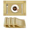 Bhaguji PVC Placemats Heat-Resistant Woven Vinyl Stain Resistant Placemat for Dining Table - Easy to Clean - Set of 4 Pieces (Gold) view 1