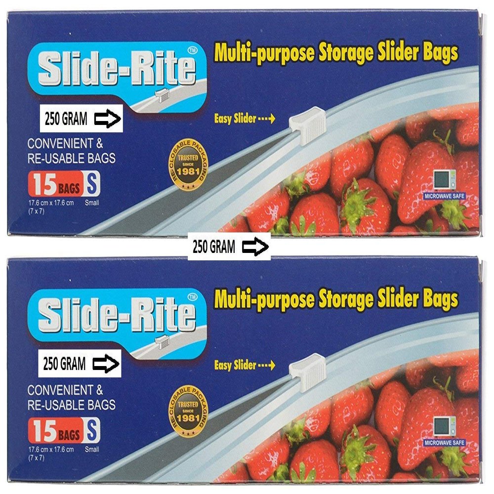 Amit Marketing Multi-Purpose Storage Slider Bags, 250 Gram + 250 Gram, Total Pack of 30PC (AMA306)