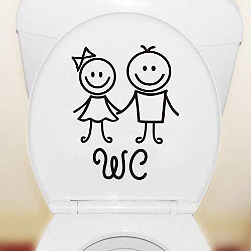 Gadgets WRAP Cute boy and Girl Hand in Hand WC Toilet Stickers Vinyl Wall Stickers Bathroom Closes Tool Deacls Home Decoration