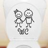 Gadgets WRAP Cute boy and Girl Hand in Hand WC Toilet Stickers Vinyl Wall Stickers Bathroom Closes Tool Deacls Home Decoration view 1