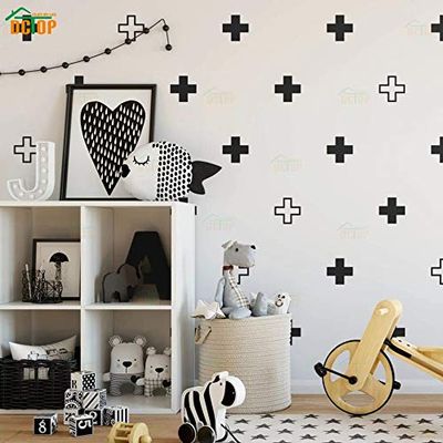 GADGETS WRAP Most Creative Sign Cross Switzerland Home Decor Wall Art Cartoon Wall Stickers for Kids Bedroom Geometric Vinyl Wallpaper