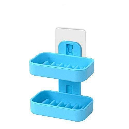 MOSHTU Plastic 2 Layer Soap Stand/Holder/Wall Mounted Soap Box Bathroom Shelve for Kitchen/Bathroom (Multicolor) (1Pcs Set)