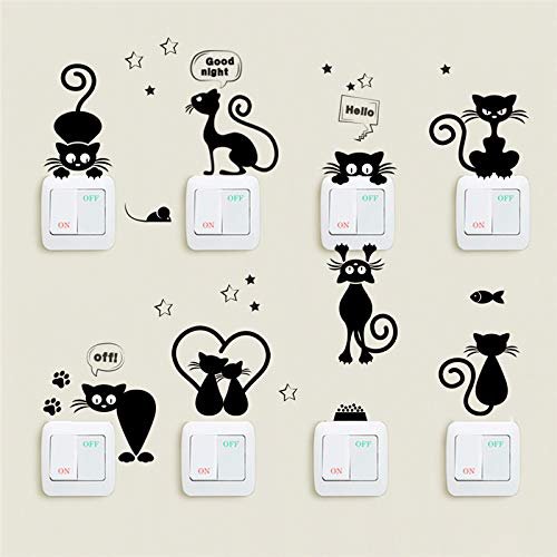 Gadgets Wrap Lovely Cat Light Switch Wall Stickers for Kids Rooms DIY Home Decoration Animals Cartoon Wall Stickers PVC Art