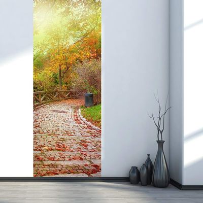 GADGETS WRAP Autumn Forest Sun Shine Gold Door Wall Sticker Home Decoration Decal