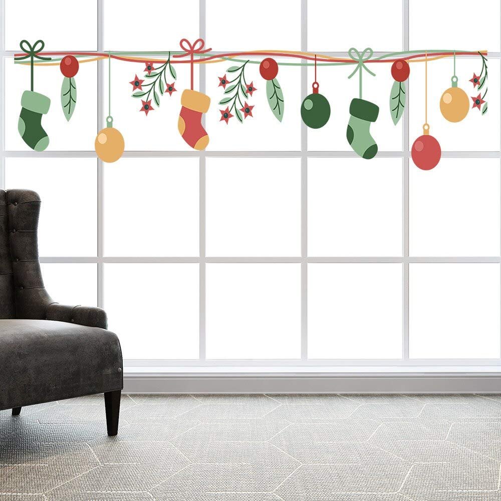 GADGETS WRAP Creative Wall Stickers Merry Christmas Sock Print Pattern Art Wall Sticker Window House Bedroom Romantic Decoration Wallpaper 2019