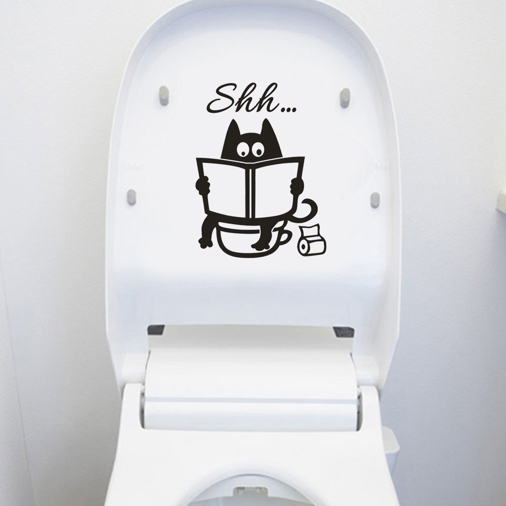 Gadgets Wrap Wall Sticker Cute Toilet Cat Shh Removable Toilet Vinyl Art Children Decor Wall Stickers Poster 2018