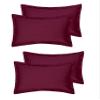 RJ Products Stripes Cotton Pillow Cover King Size Set of 4 Wine Color view 1