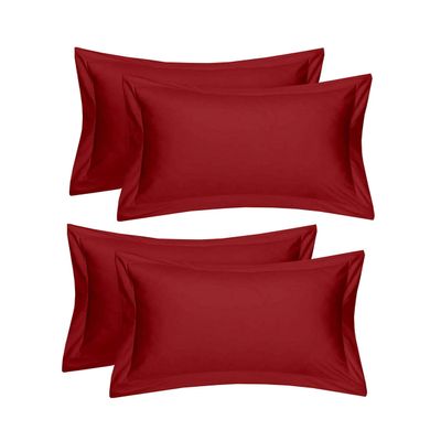RJ Products Plain 100% Cotton Pillow Cover -King Size Maroon Color Set of 4