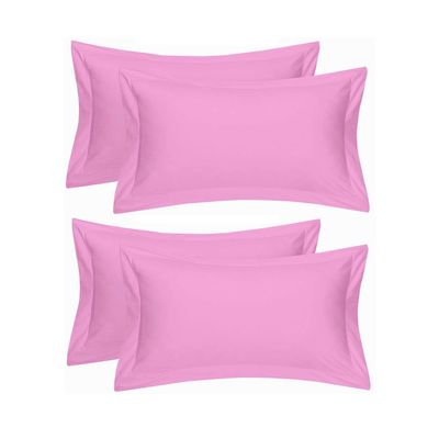 RJ Products Plain 100% Cotton Pillow Cover -King Size Set of 4 (Pink)