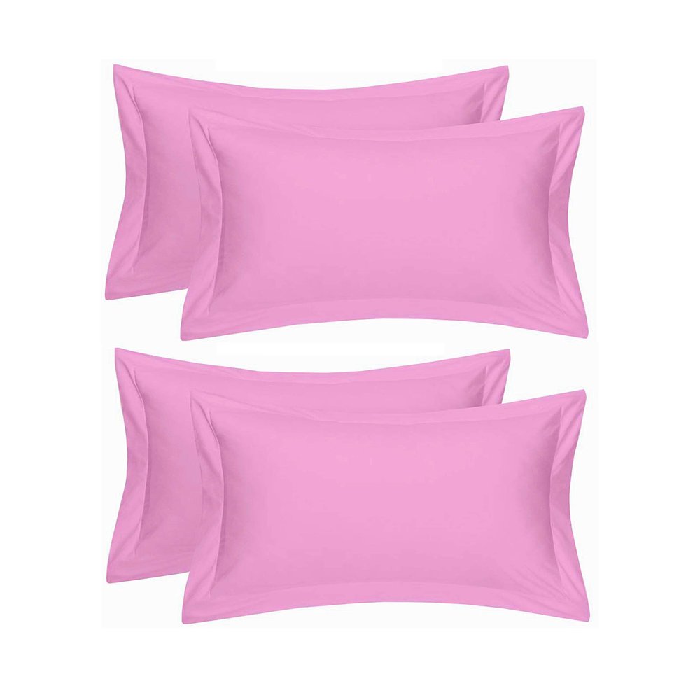 RJ Products Plain 100% Cotton Pillow Cover -King Size Set of 4 (Pink)