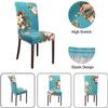 Styleys Polyester Blend Stretch Removable Washable Elastic Short Dining Chair Seat Cover Protector Slipcover ( D08 Blue Geometry Flower) view 2