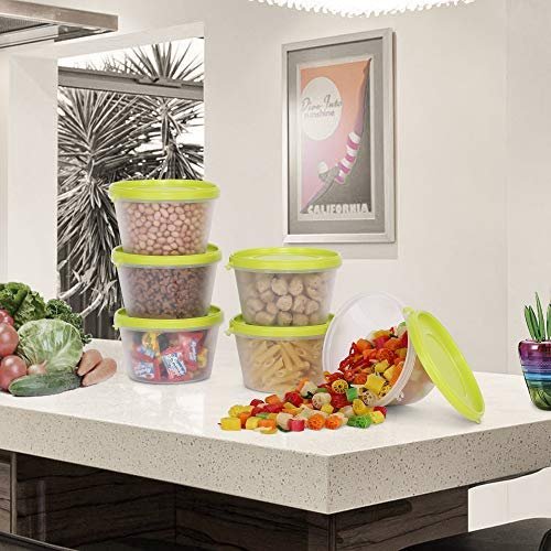 Cutting EDGE 750ml Nesterware Food Storage Container Set of 6 for Pulses, Sugar, Tea, Cereals, Travelling, Spices, Office, Lunch Box (Green)