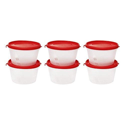 Cutting EDGE 750ml Nesterware Food Storage Container Set of 6 for Pulses, Sugar, Tea, Cereals, Travelling, Spices, Office, Lunch Box (Red)