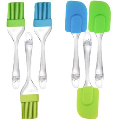 Set of 3 Silicone Spatula and Pastry Brush for Cake Mixer, Decorating, Cooking, Baking and Glazing (Multicolour, Standard Size) by SuHaSy