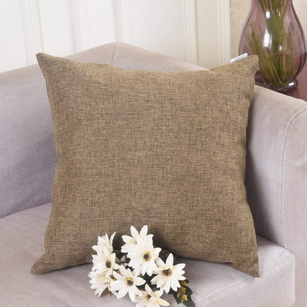Khooti Jute Cushion Cover | 26x26 Inch, Light Umber | Throw Pillow Cover for Couches, Chairs, Sofas, Beds, Coffee Tables, Living Rooms, Bedrooms, Modern Boho Design