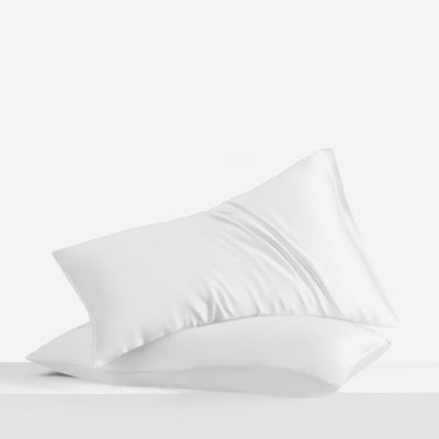 LINENWALAS Solid Cotton 400 TC Pillow Cover, Set of 2 Pillowcovers in White, Standard Size Pillowcase, Pillow Covers with Envelope Closure (17x27 Inch, White)
