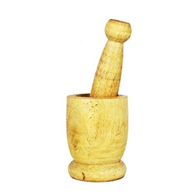 Rolimoli Wooden Okhali and musar spice masher brown color (Brown,Big Size - 9 x 9 x 12 cm)