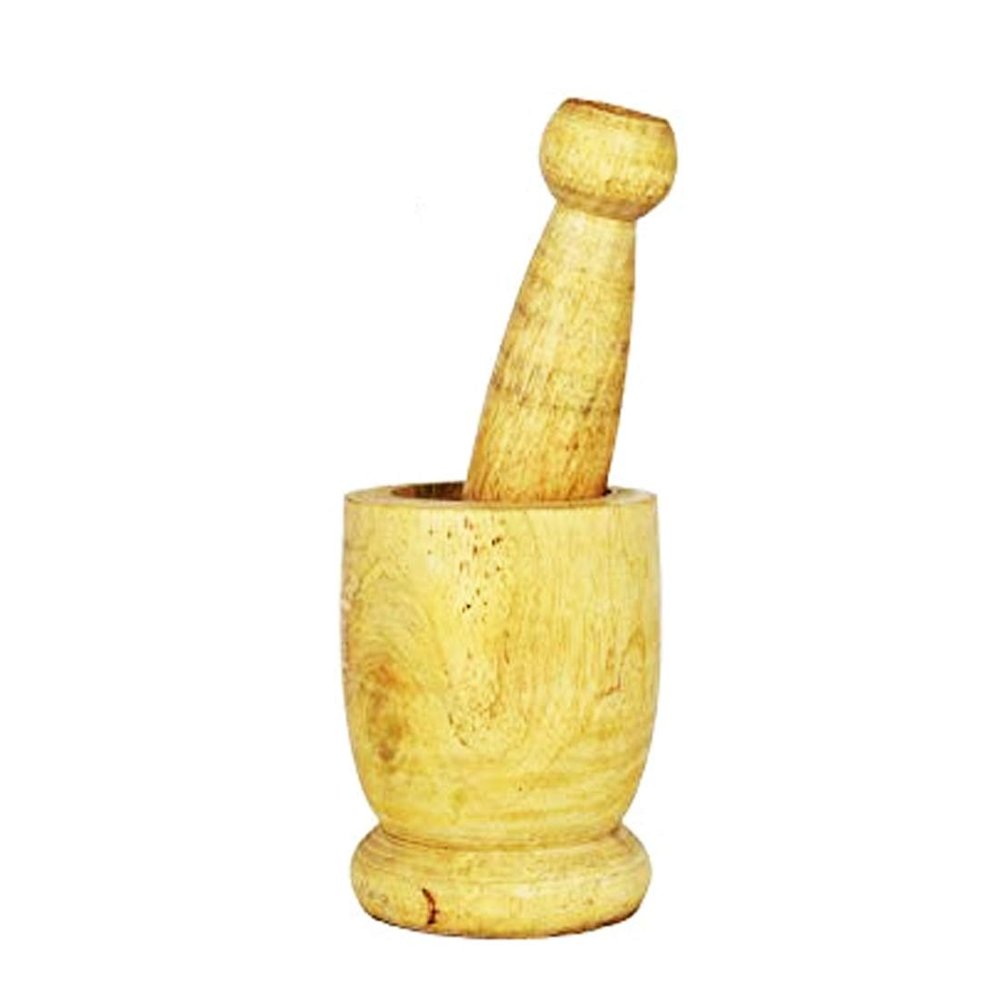 Rolimoli Wooden Okhali and musar spice masher brown color (Brown,Big Size - 9 x 9 x 12 cm)