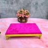SHINDE EXPORTS Wooden Meenakari Chowki Bajot for Idols and Pooja Articles (Pink, 23 x15cm) view 2
