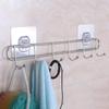 HOKIPO Magic Sticker Series Self Adhesive Stainless Steel 6 Hook Rail - 5KG Load Capacity (Model-AR3164) view 1