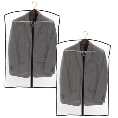 Srajanaa Transparent Men's Blazer Coat Suit Bag Covers | Breathable Fold-Over Dustproof Garment Storage Bags | Durable Plastic Design for Suits & Jackets | Set of 2 | Height-36 inch