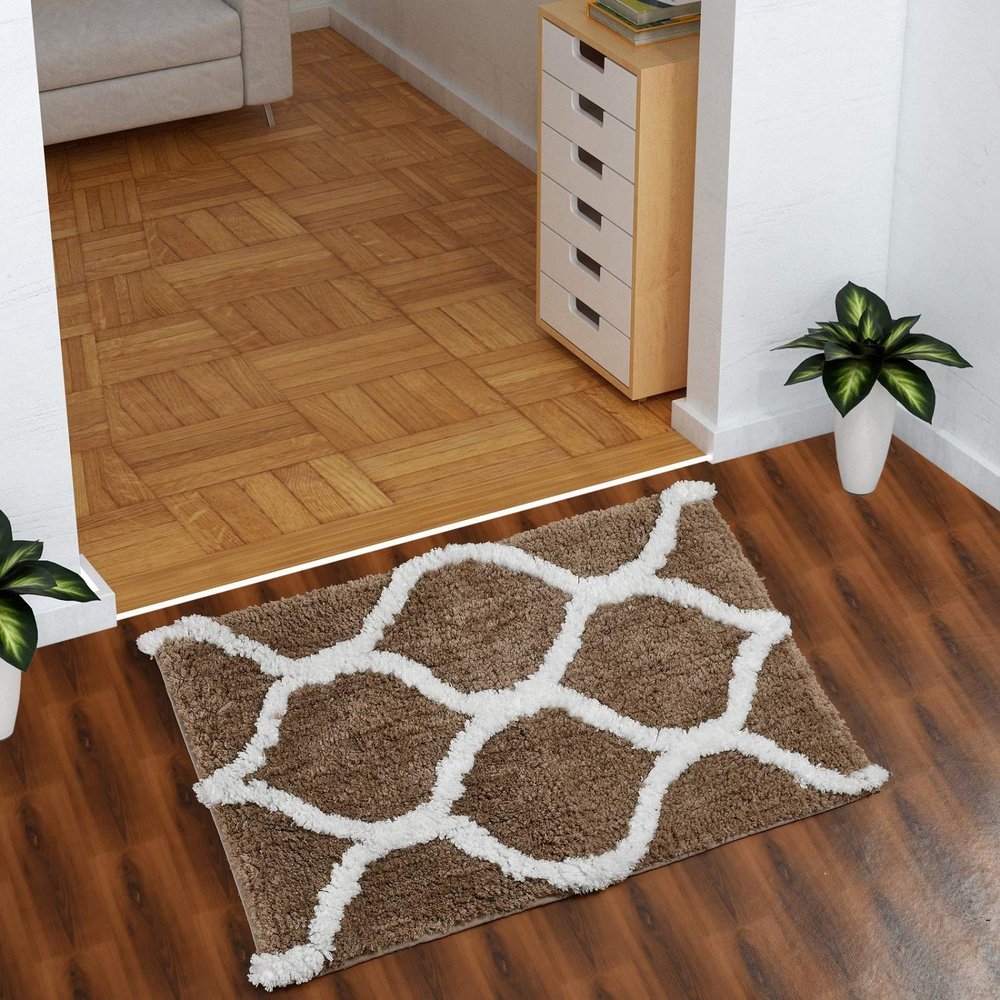 AEROHAVEN Glorious Super Soft Microfiber Designer Anti Slip Bathmat - BM - 14 (Coffee, 20" x 32" OR 50 cm x 80 cm)
