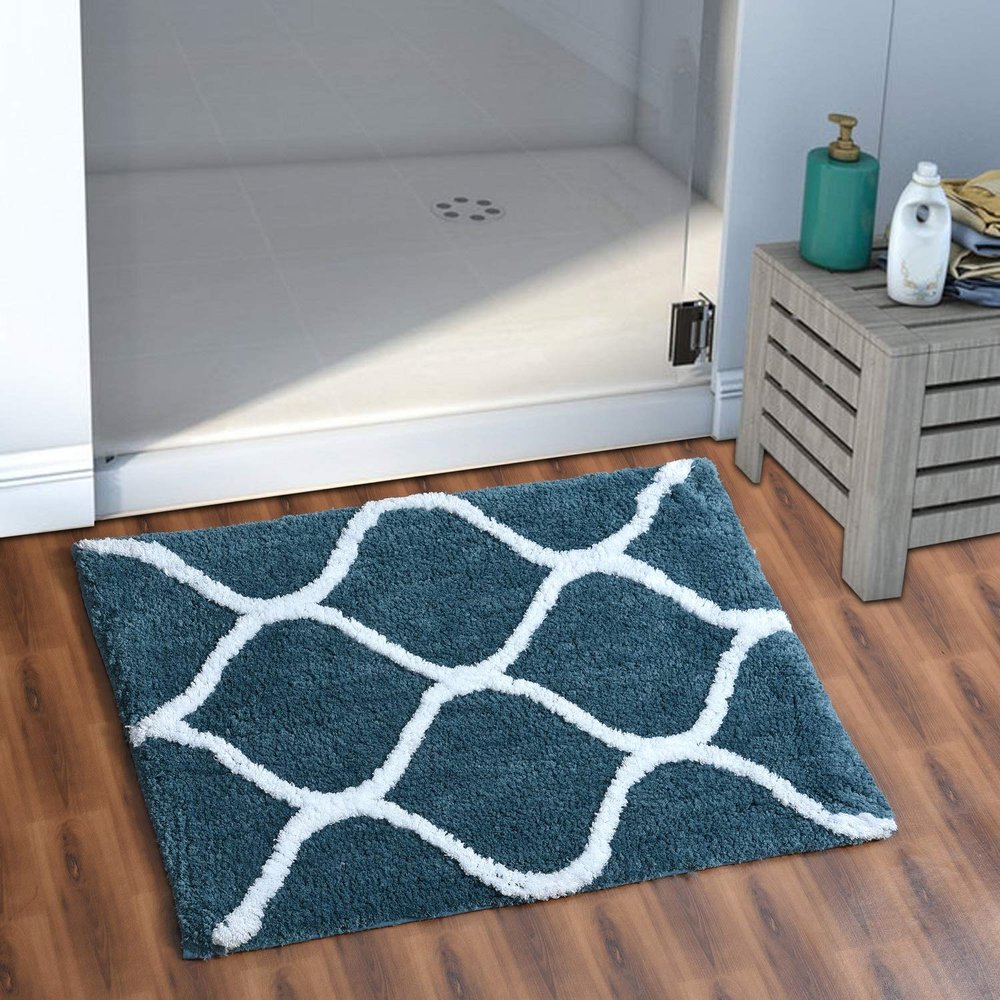 AEROHAVEN Glorious Super Soft Microfiber Designer Anti Slip Bathmat - BM - 14 (Teal, 20" x 32" OR 50 cm x 80 cm)
