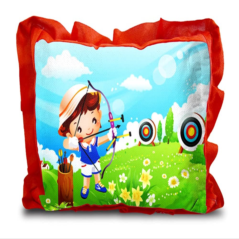 Kesar Enterprises Micro Front & Velvet Back Pillow Cushion for Boy & Girl (Rectangle Shape) - 14 x 20-inches Style 59
