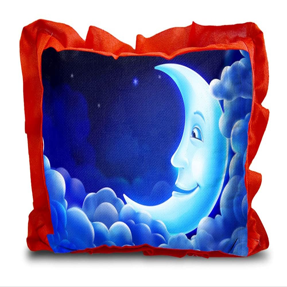 Kesar Enterprises Micro Front & Velvet Back Pillow Cushion for Boy & Girl (Multicolour, 14 x 20-inches)