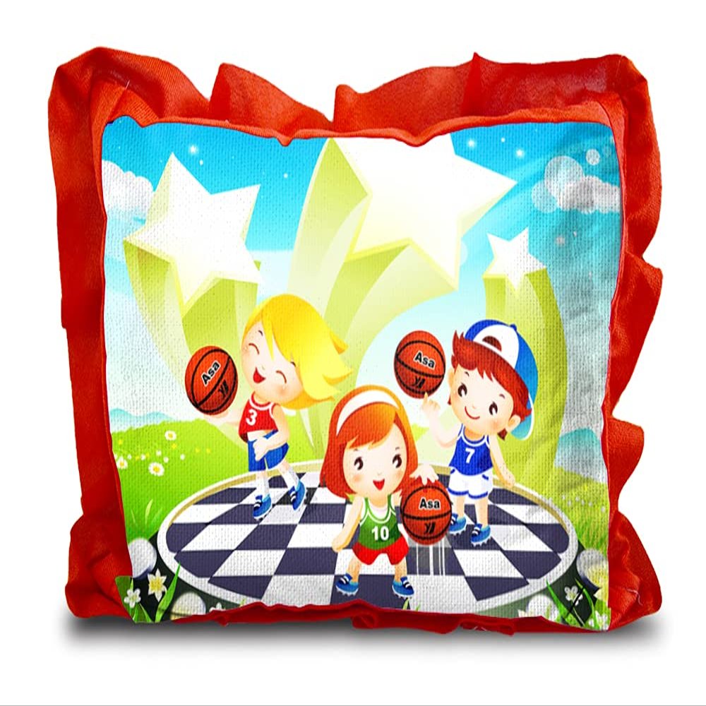 Kesar Enterprises Micro Front & Velvet Back Pillow Cushion for Boy & Girl (Rectangle Shape) - 14 x 20-inches Style 68