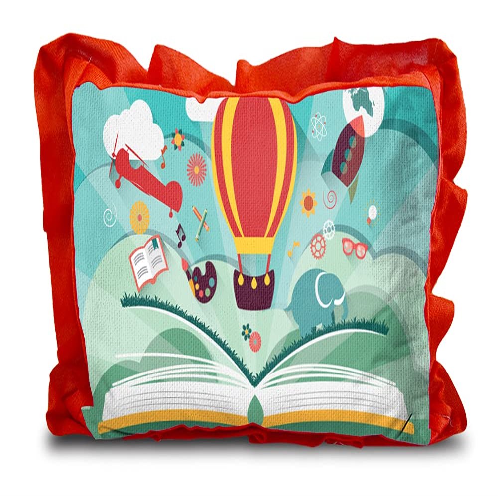 Kesar Enterprises Micro Front & Velvet Back Pillow Cushion for Boy & Girl (Rectangle Shape) - 14 x 20-inches Style 146