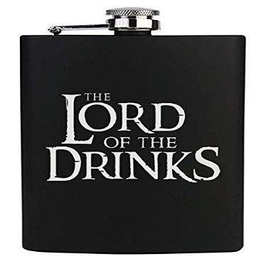 TRAQ Hip Flask for Men OR Women with Lord of The Drinks Engraving (8 oz)