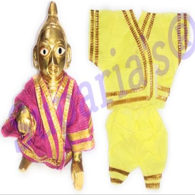 Suparia's Laddu Gopal Cotton Sherwani for Summer (1 Piece) for God Krishna (Ladoo Gopal Dress Dhoti Kurta) (Size: 2 No., Color: Random)